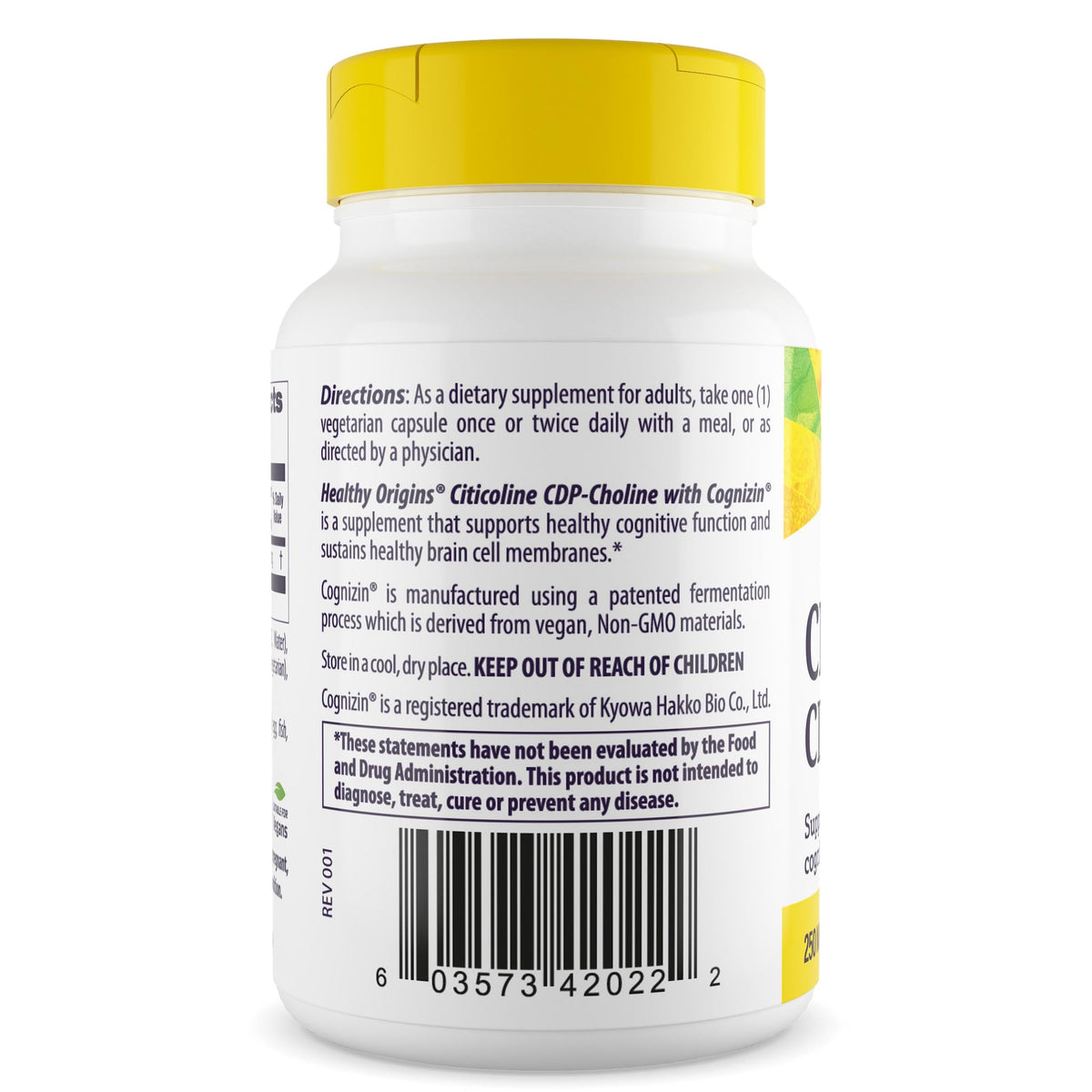 Healthy Origins Cognizin Citicoline 250 mg - 30 Vegetarian Capsules - image 3