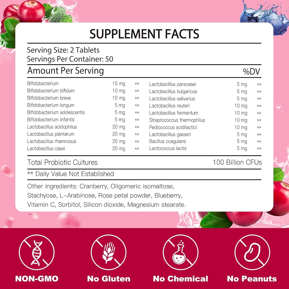 KFG Women's Probiotic 100 Billion CFUs 20 Strains - 100 Tablets - image 2