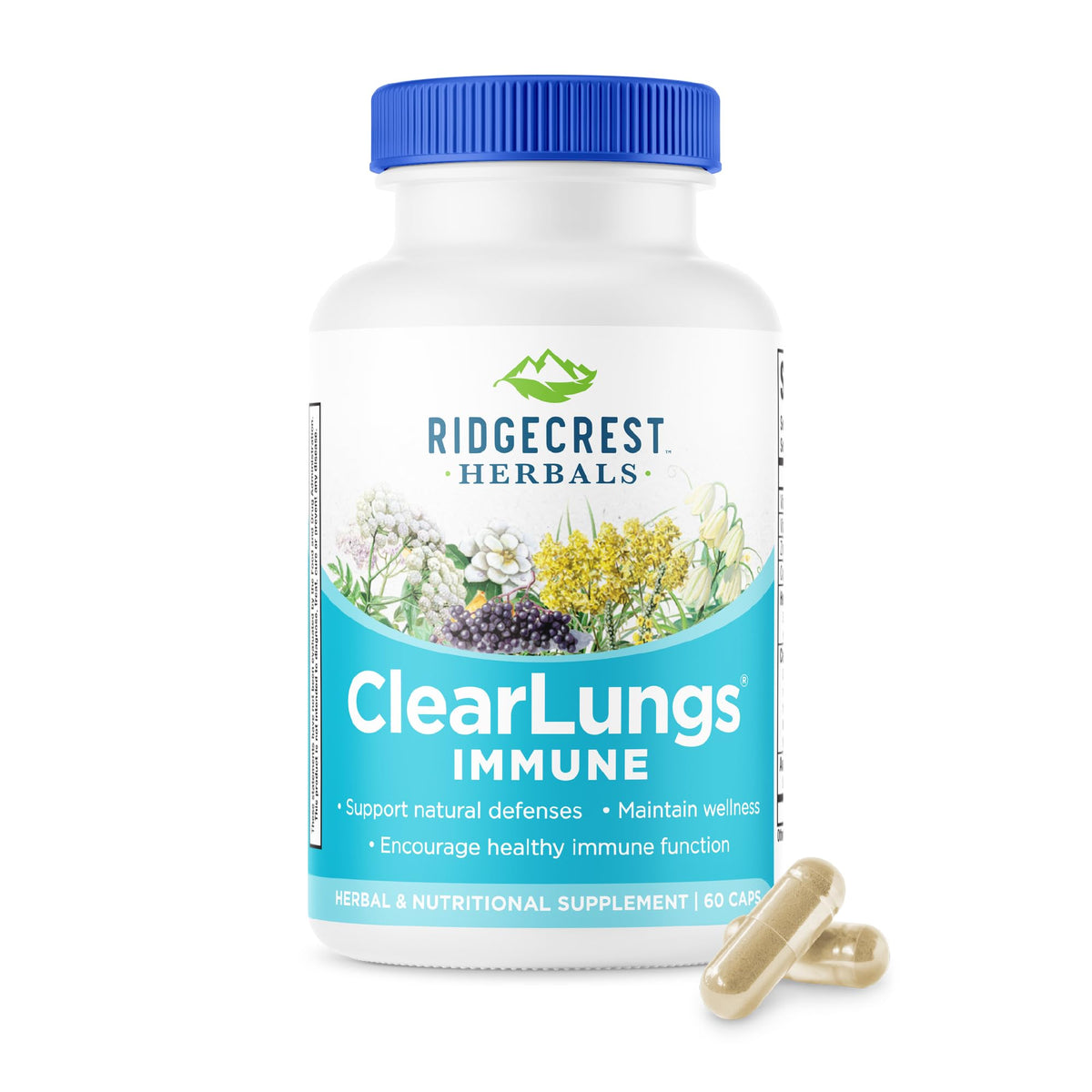 RidgeCrest Herbals ClearLungs Immune Mullein & Elderberry - 60 Capsules
