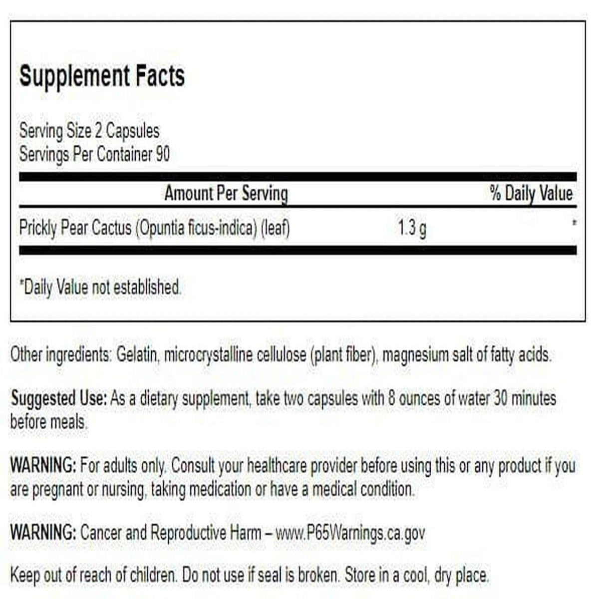 Swanson Prickly Pear Cactus Opuntia 650 mg - 180 Capsules - image 2