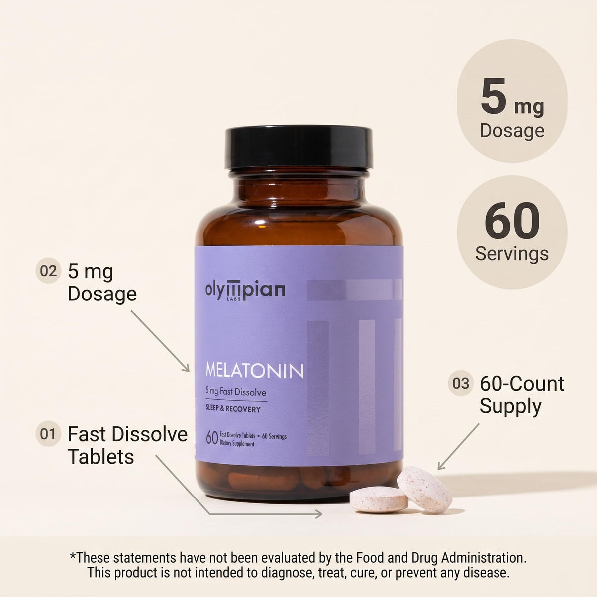 Olympian Labs Liquid Melatonin, Fall Asleep Naturally, Alcohol Free
