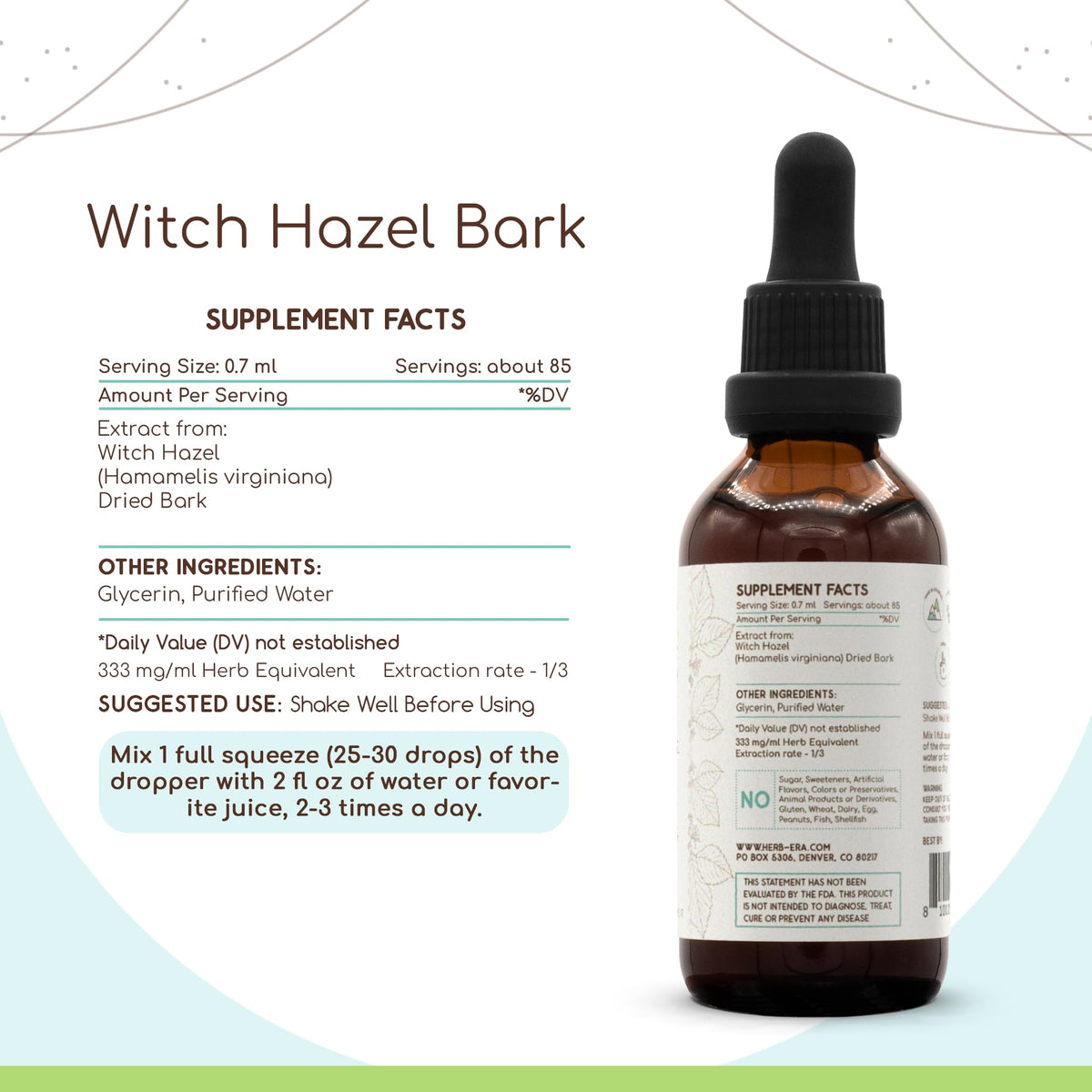 HerbEra Witch Hazel Bark Alcohol-Free Herbal Extract Tincture
