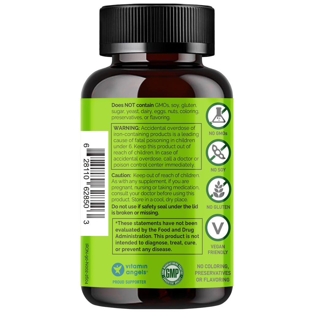 Naturelo Capsules iron 25Mg vitamin C gentle On The Stomach
