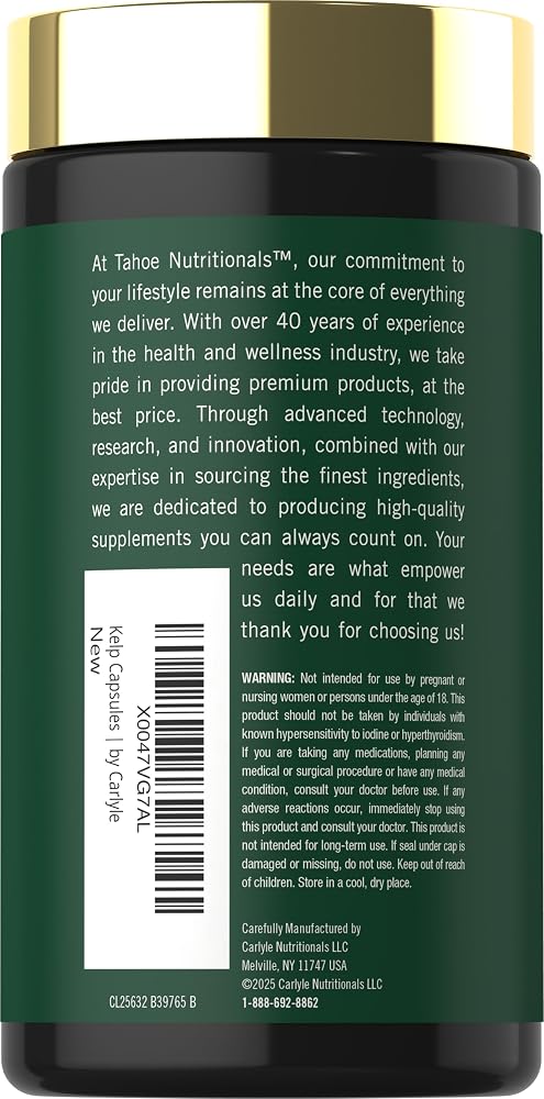 Tahoe Nutritionals Kelp Supplement with Green Tea Extract - 180 Capsules - image 3