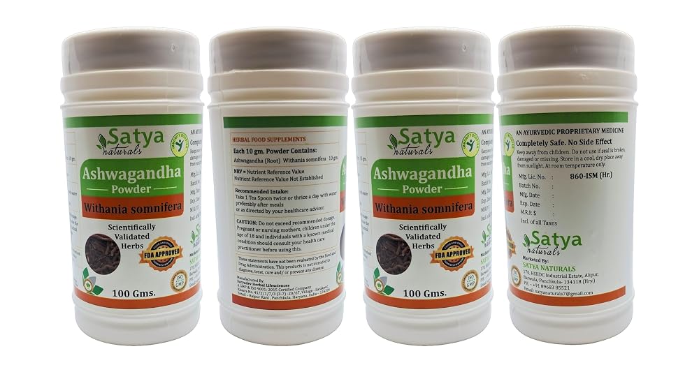 Satya Naturals Ashwagandha Powder - 4 Packs of 100g - image 2