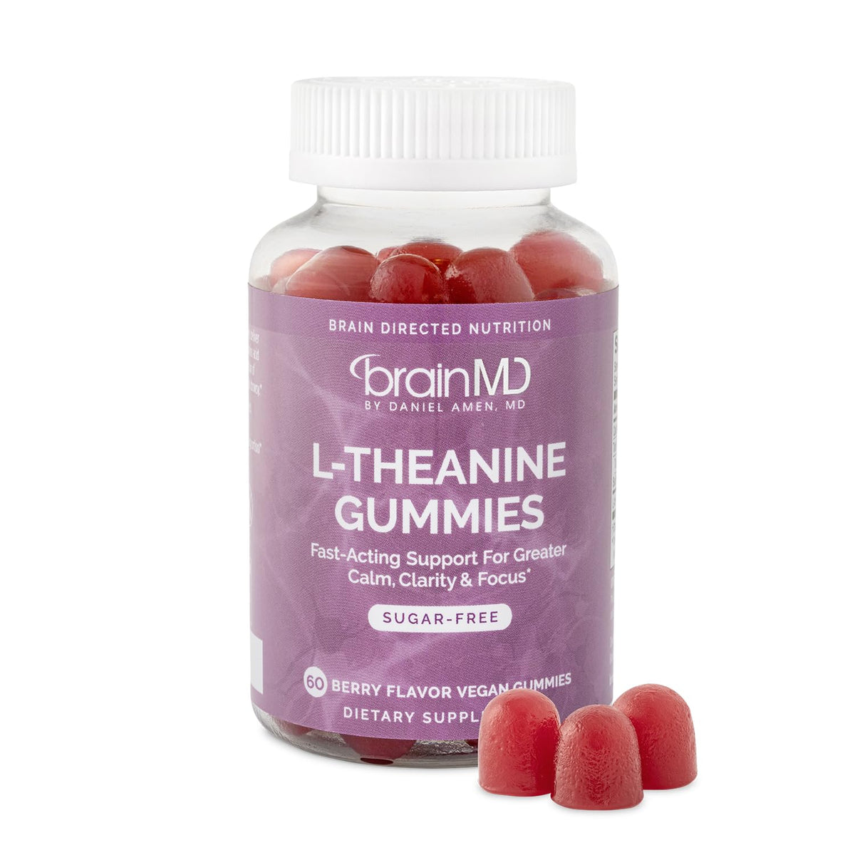 BrainMD L-Theanine Gummies Sugar-Free Stress Relief - 60 Count