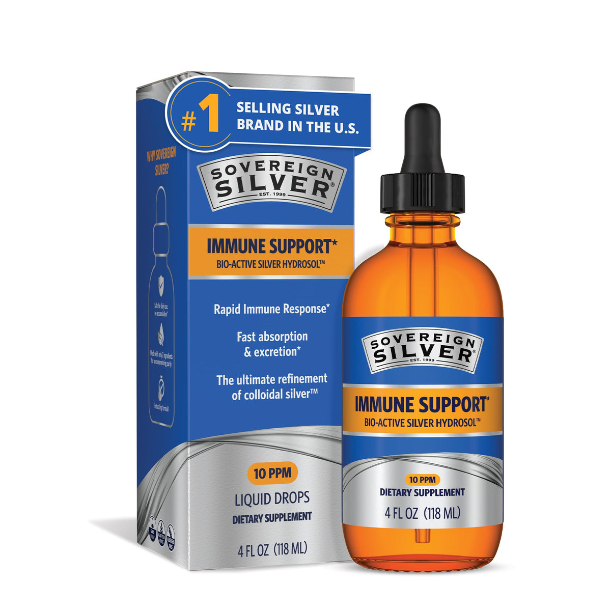 Sovereign Silver Immune Support Colloidal Silver - 4 fl oz