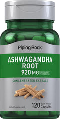 Piping Rock Ashwagandha Root Extract Supplement - 120 Capsules