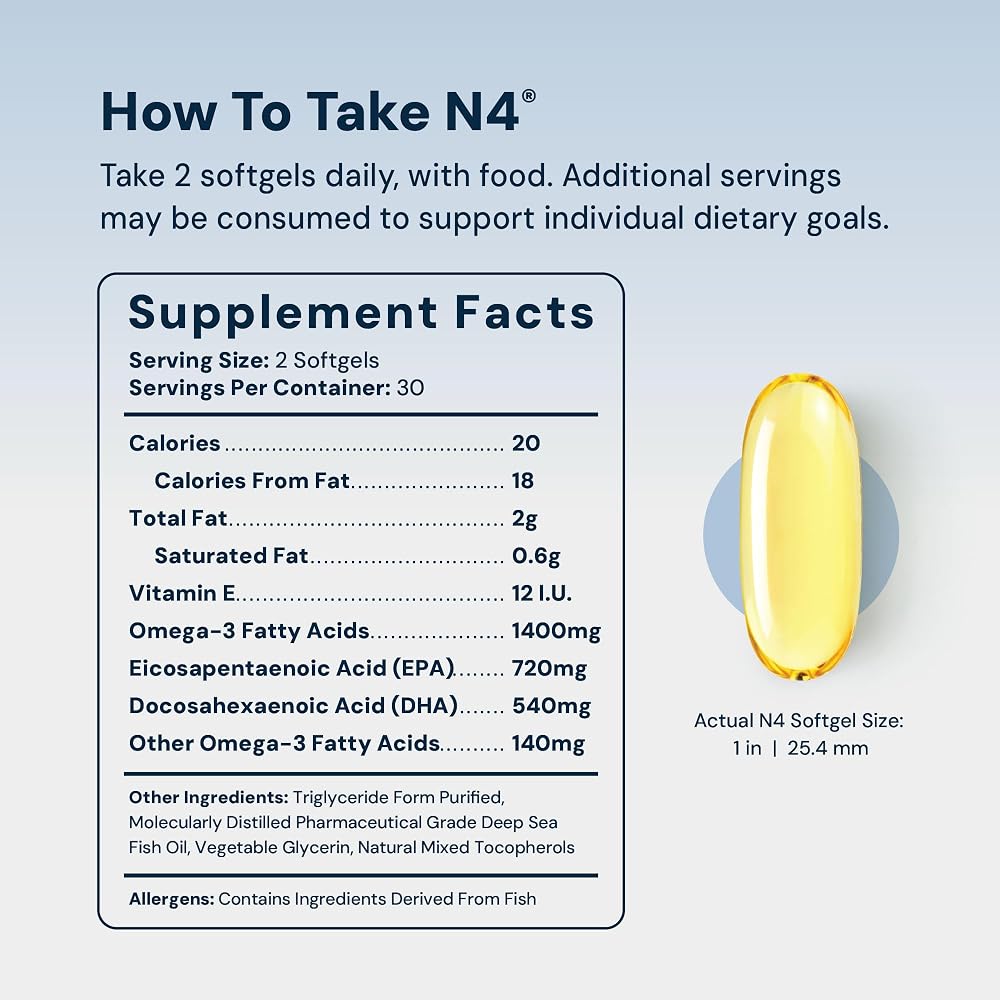 HPN N(4) Omega-3 3000 mg EPA/DHA for Joint & Brain - 60 Softgels - image 2