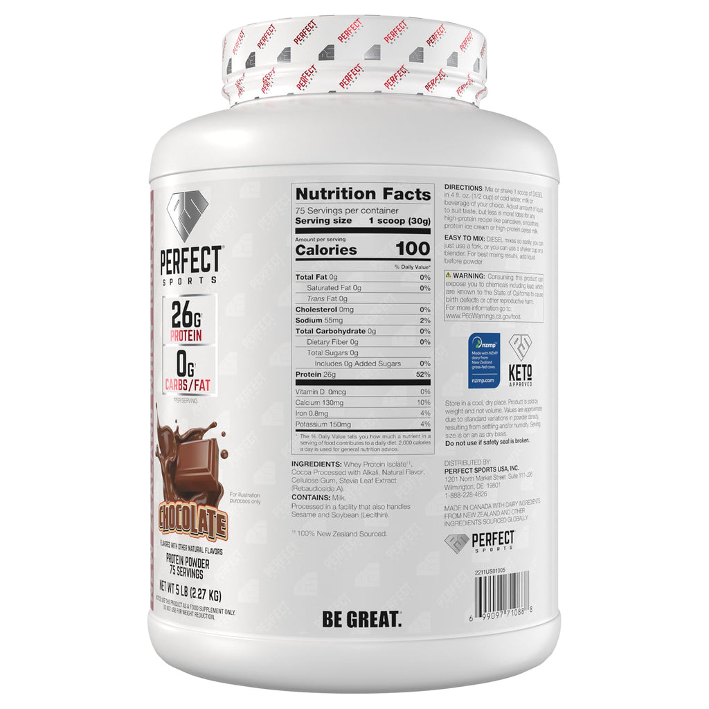 PERFECT SPORTS Diesel Whey Protein Isolate Milk Chocolate - 5 lb - image 7