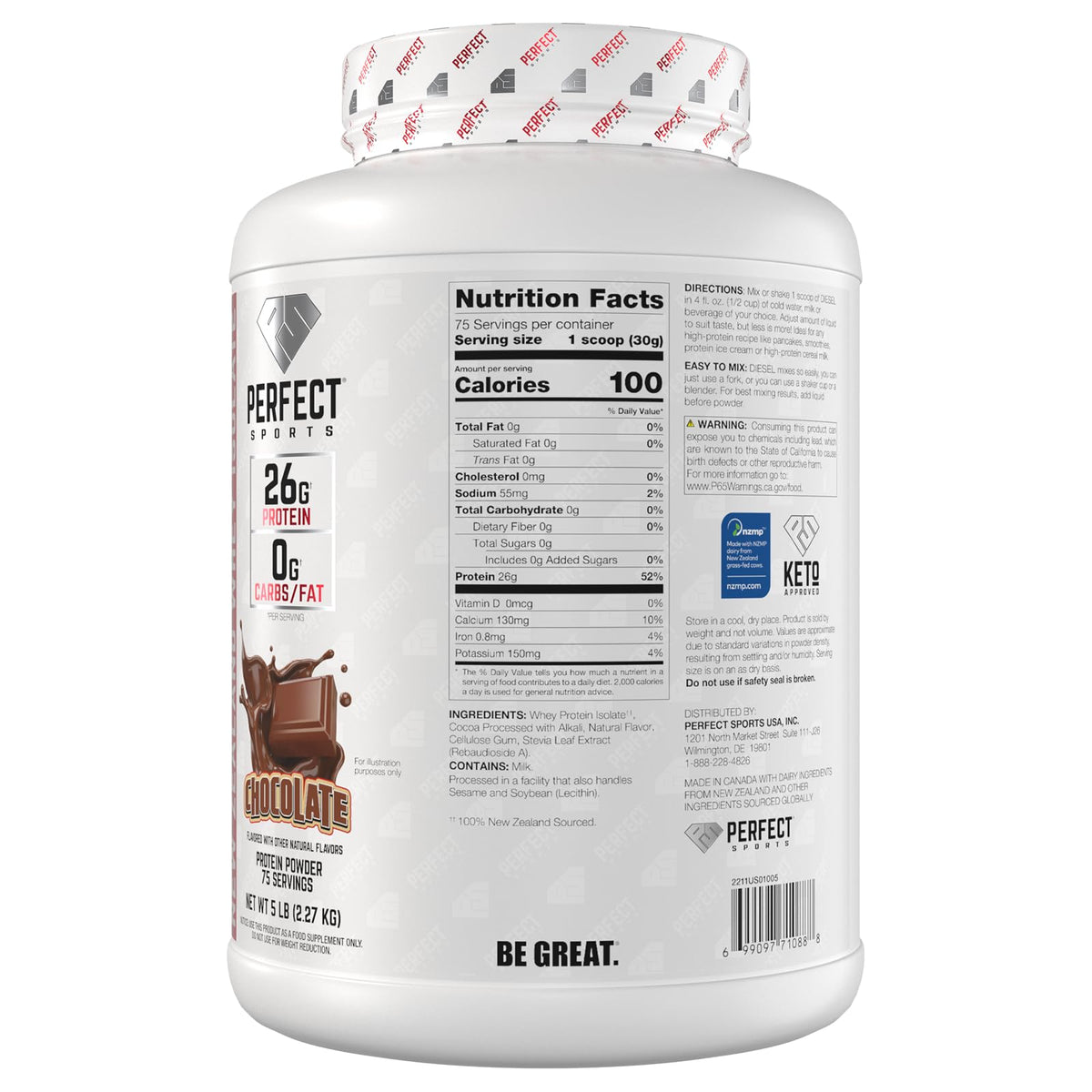 PERFECT SPORTS Diesel Whey Protein Isolate Milk Chocolate - 5 lb - image 7