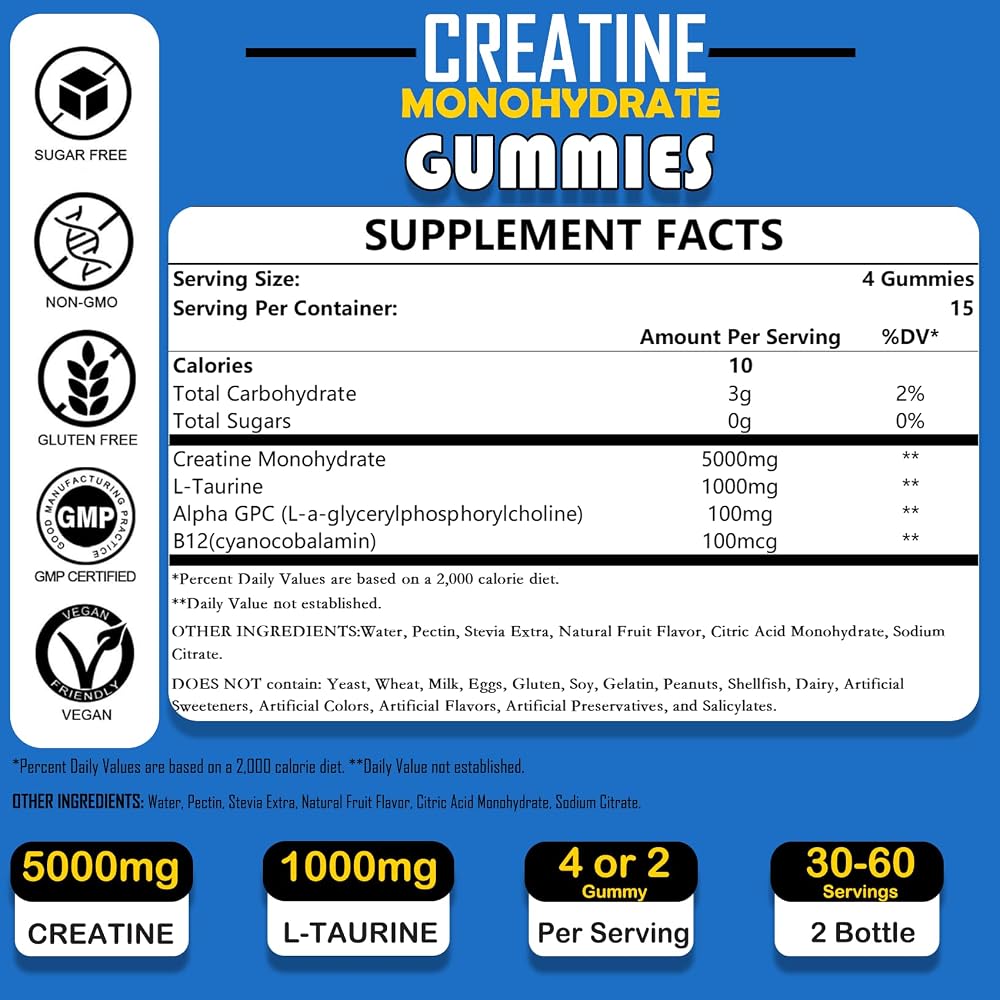 Cymixy8 Creatine Monohydrate Gummies 5g for Men & Women