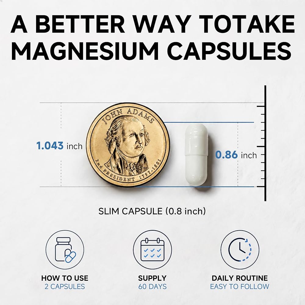 Alliwise Magnesium Glycinate 1265mg, 100% Chelated Magnesium Capsules