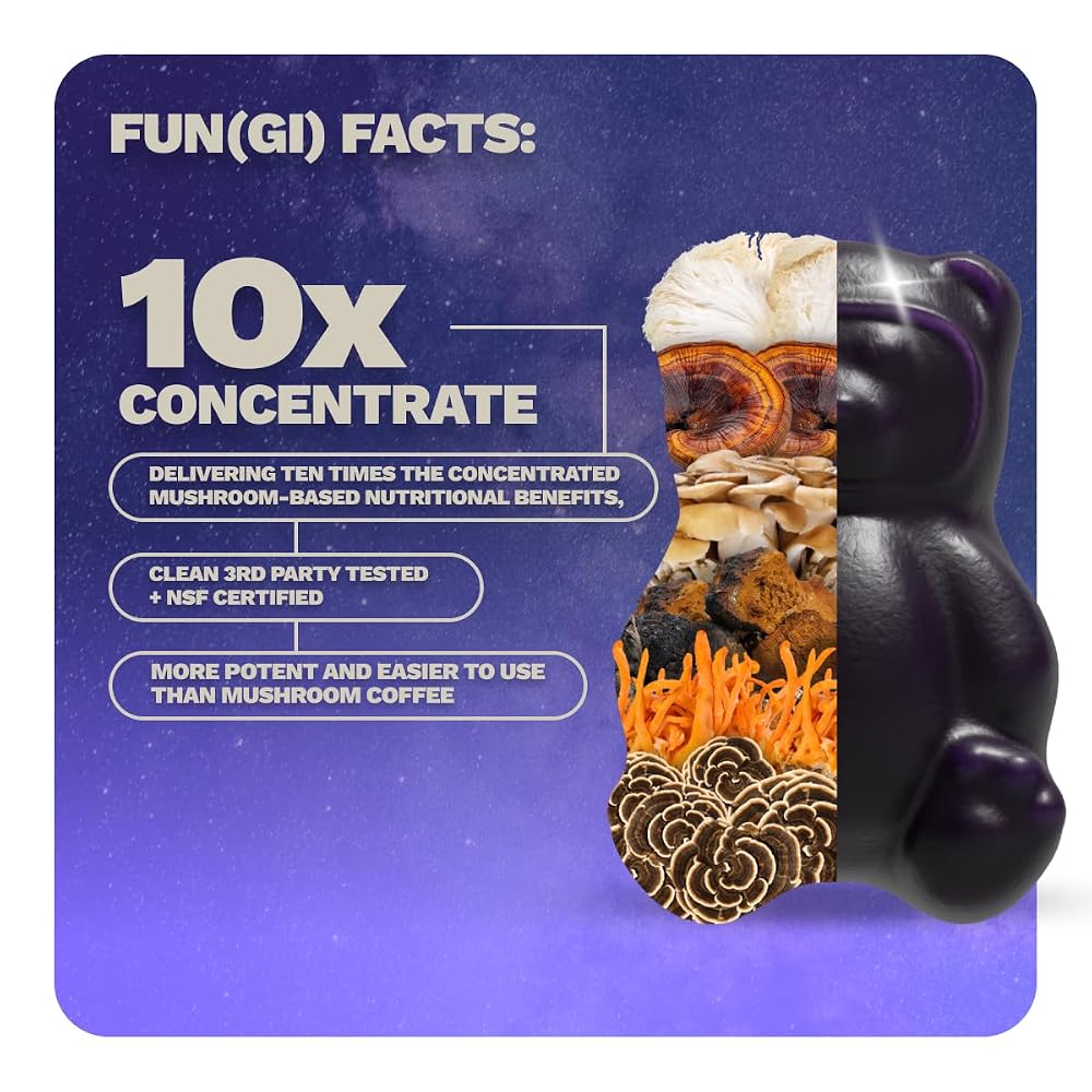 Grüns Gruns Nutrops, Functional Nootropics Mushroom Gummies, Herbal