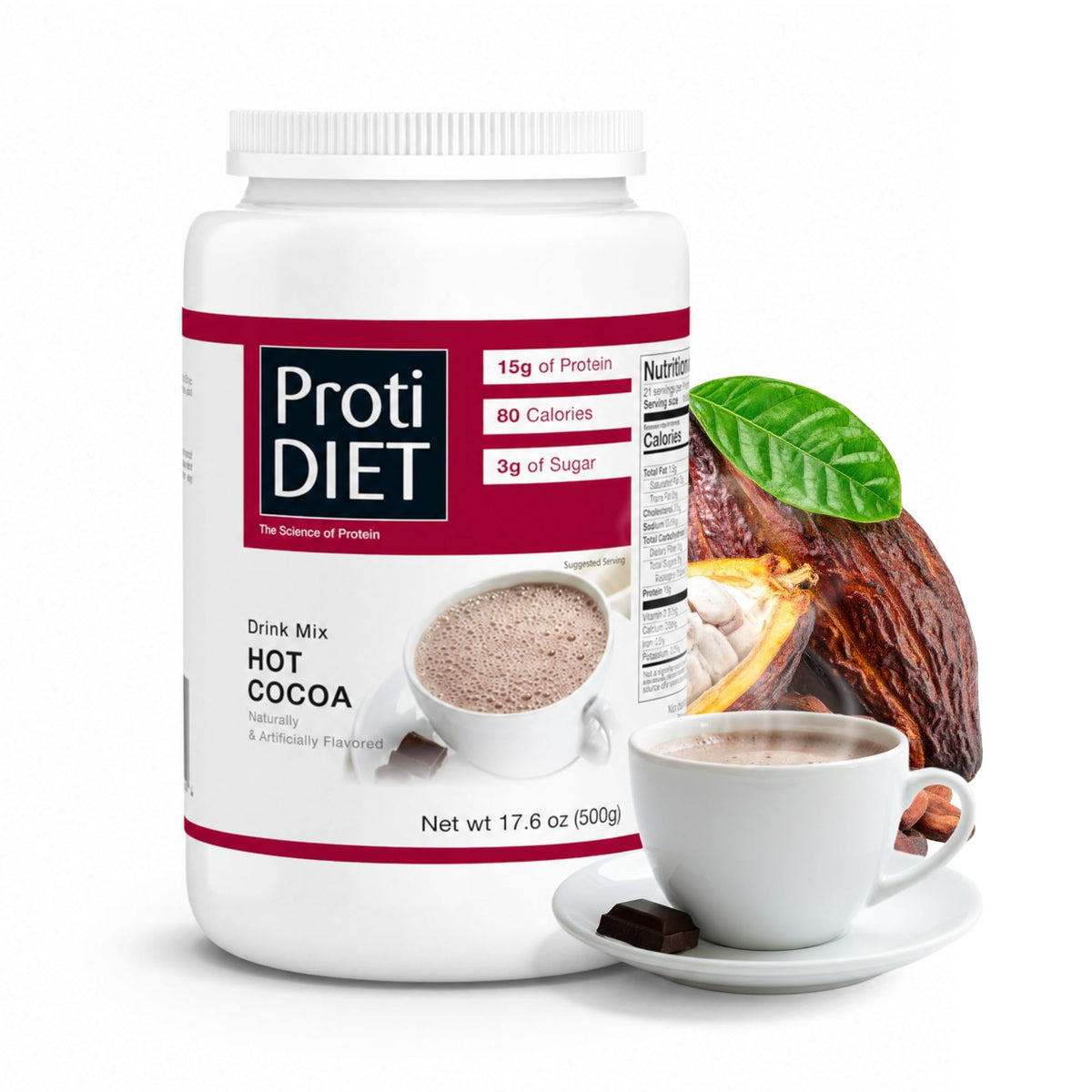 ProtiDIET Protein Hot Chocolate Mix with Collagen - 21 Servings