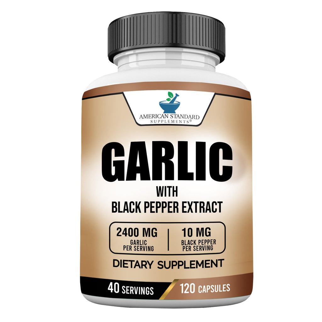 American Standard Supplements Garlic 2400mg with Black Pepper - 120 Capsules