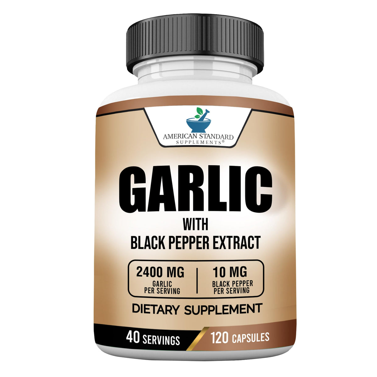 American Standard Supplements Garlic 2400mg with Black Pepper - 120 Capsules