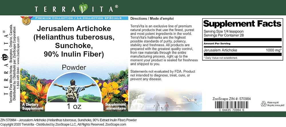 Terravita Jerusalem Artichoke Inulin Fiber Powder - 1 oz - image 3