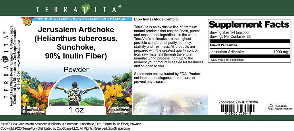 Terravita Jerusalem Artichoke Inulin Fiber Powder - 1 oz - image 3
