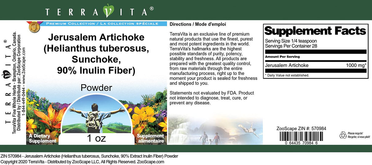 Terravita Jerusalem Artichoke Inulin Fiber Powder - 1 oz - image 3