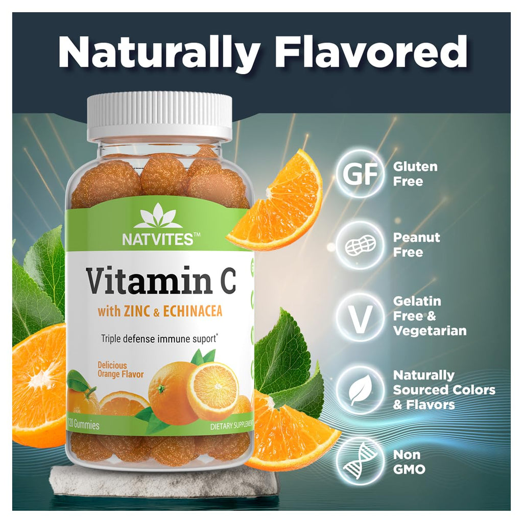 Natvites Vitamin C and Zinc Gummies with Echinacea - 120 Count - image 4