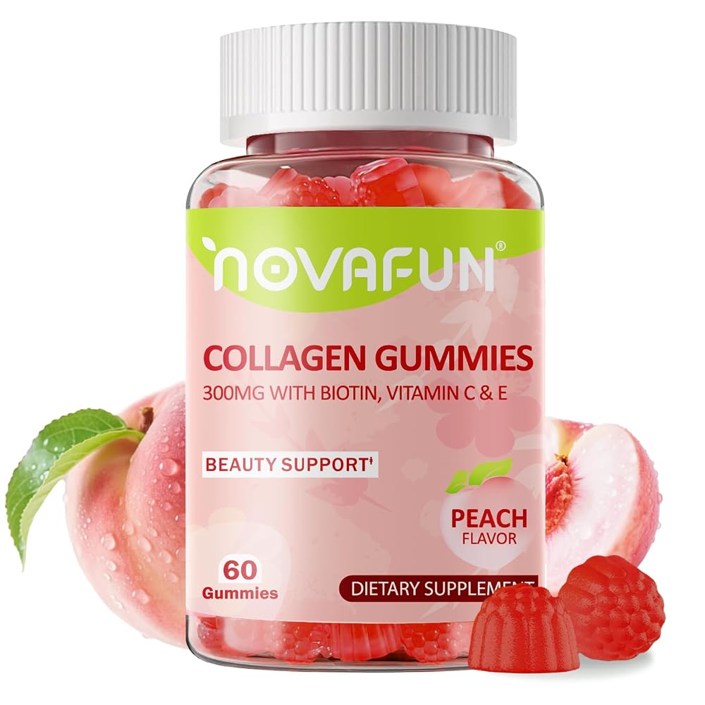 Novafun Collagen Gummies 300mg for Women, Hair, Skin & Nails - 60 Gummies