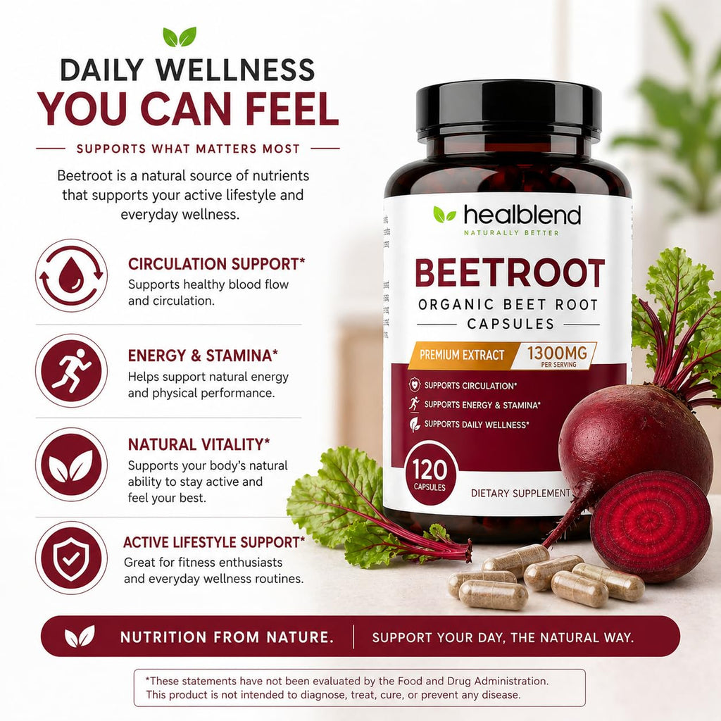 Healblend Organic Beet Root Capsules 1300mg - 120 Count - image 5