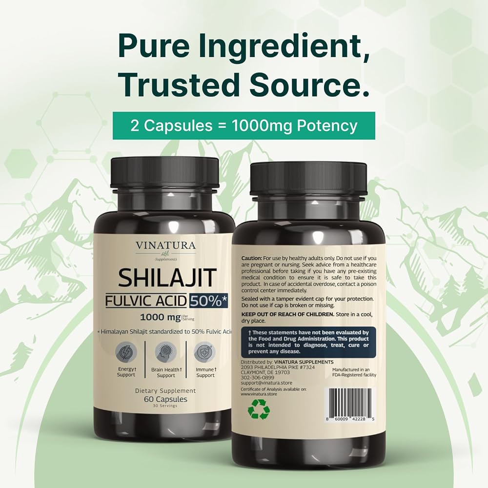 VINATURA Shilajit 1000mg Pure Himalayan - 60 Capsules - image 8