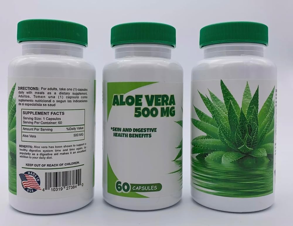 Generic Aloe Vera 500mg Extract Capsules Digestive Support - 60 Capsules - image 3