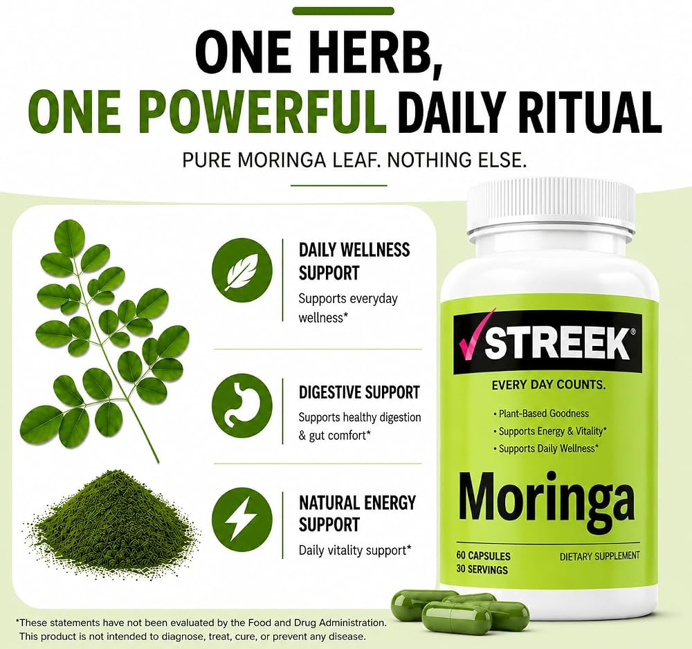 Streek Moringa Capsules Pure Leaf Powder - 60 Capsules - image 2