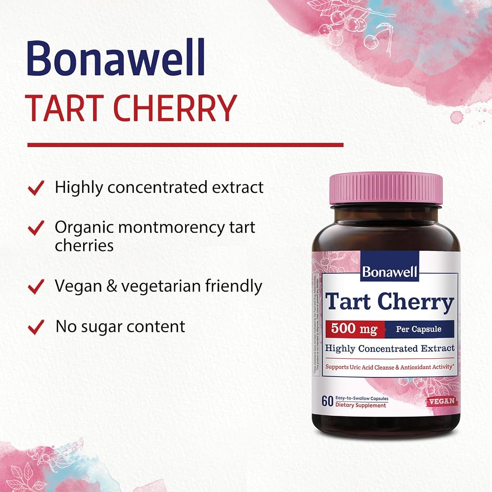 Bonawell Tart Cherry Extract 500mg Capsules - 60 Capsules - image 3