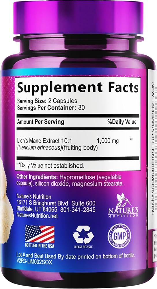 Nature's Nutrition Lion's Mane Mushroom Supplement - Extra Strength