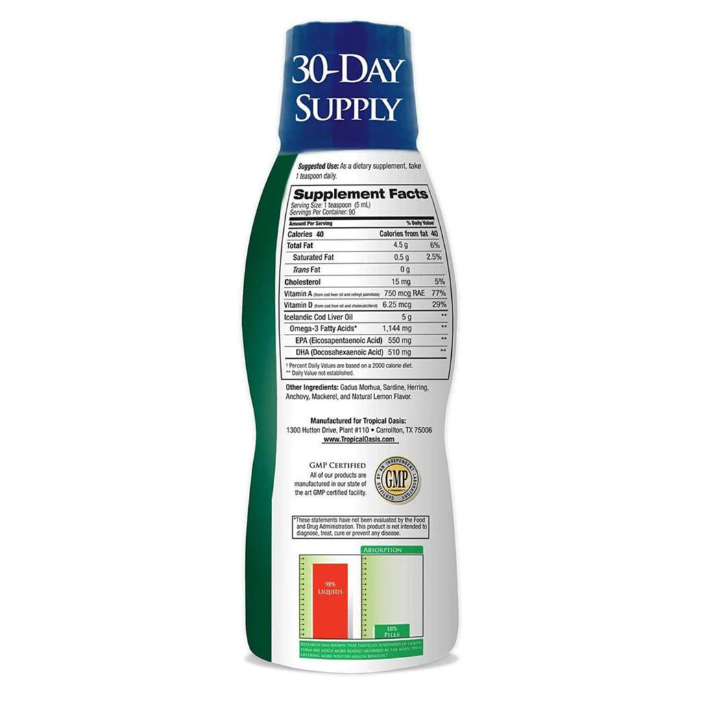 Tropical Oasis Icelandic Cod Liver Oil Omega-3 1144mg - 16 Fl Oz - image 2