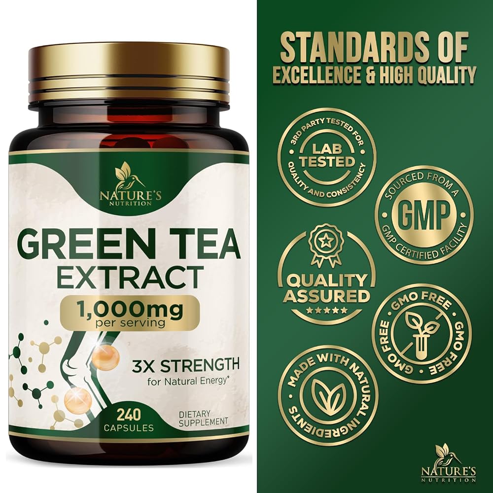 Nature's Nutrition Green Tea Extract 1000mg - 240 Capsules - image 4