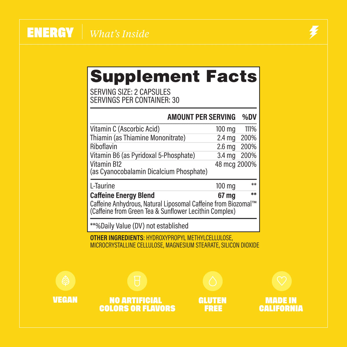 Health By Habit Energy Supplement Caffeine Blend - 120 Capsules - image 2