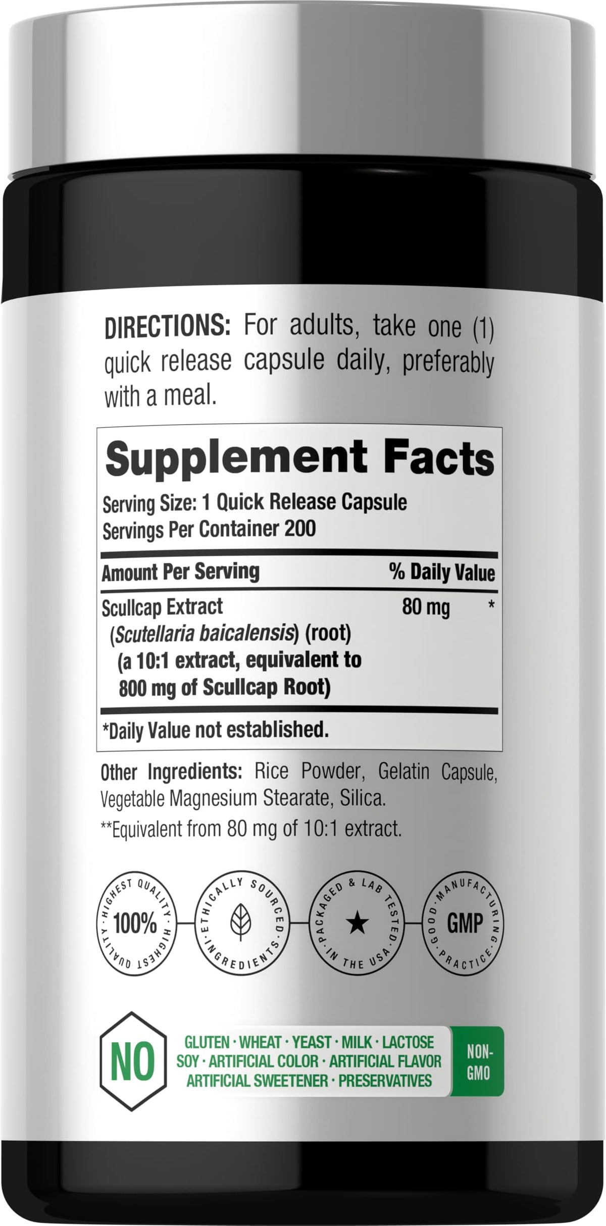 Horbäach Skullcap Herb Extract - 200 Capsules - image 2
