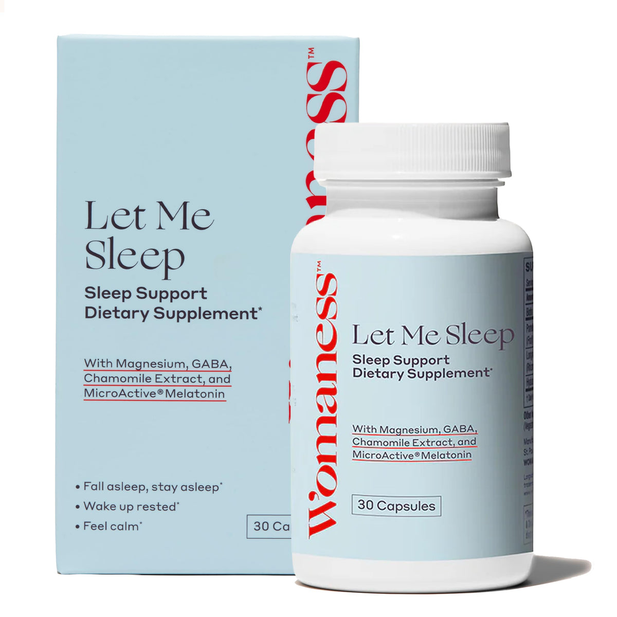 Womaness Let Me Sleep Melatonin & Magnesium - 30 Capsules