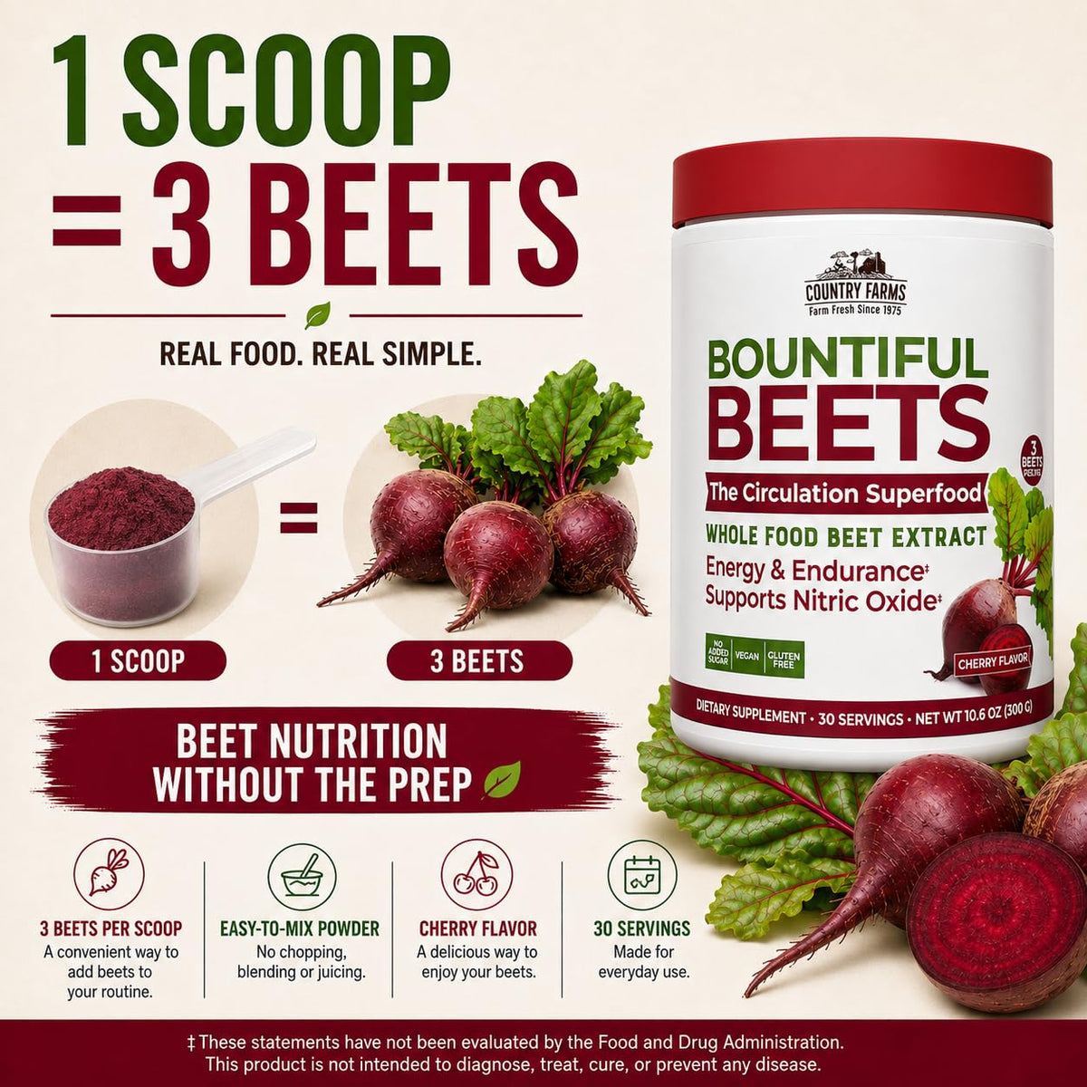 Country Farms Bountiful Beets Powder for Circulation - 30 Servings - image 6