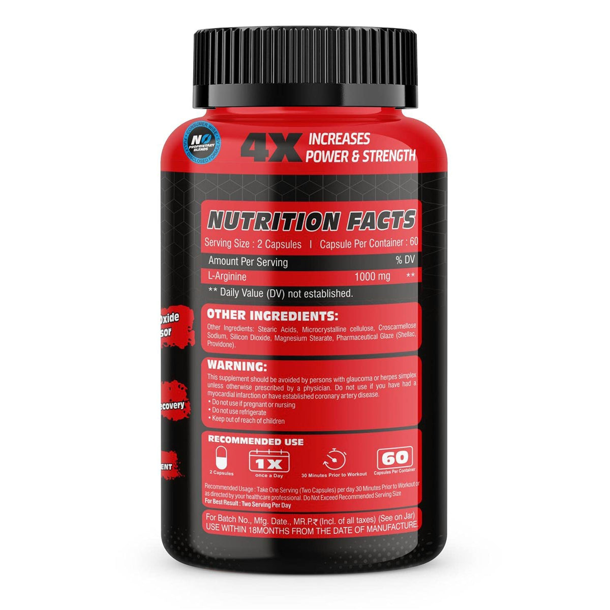 Metrol L-Arginine 1000mg Nitric Oxide Precursor - 60 Capsules - image 2