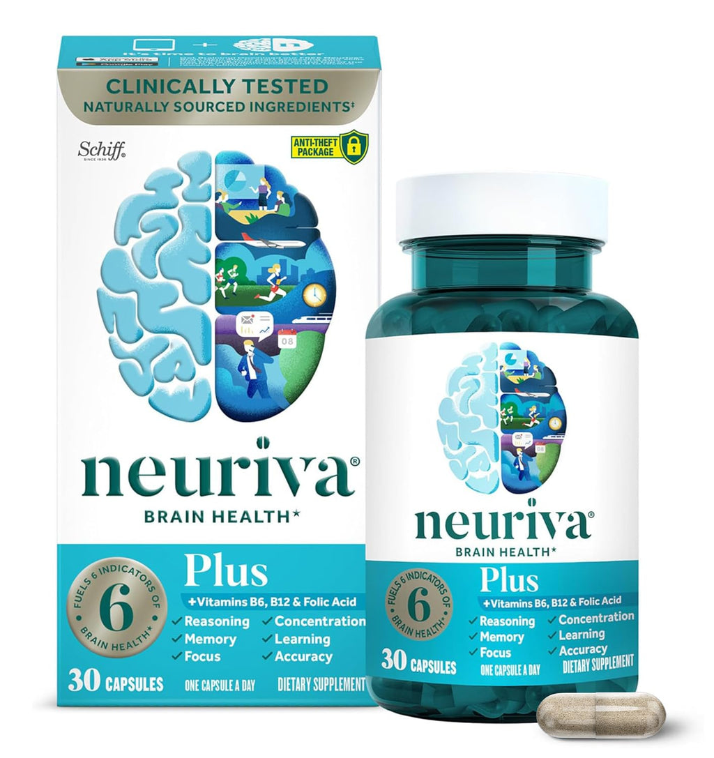NEURIVA Plus Brain Supplement for Memory and Focus, 30 Capsules