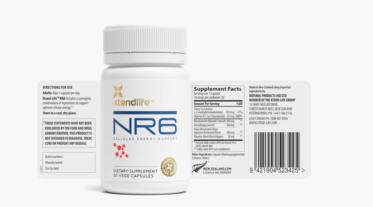 Xtendlife NR6 NAD+ with Nicotinamide Riboside & Resveratrol - 30 Capsules - image 2