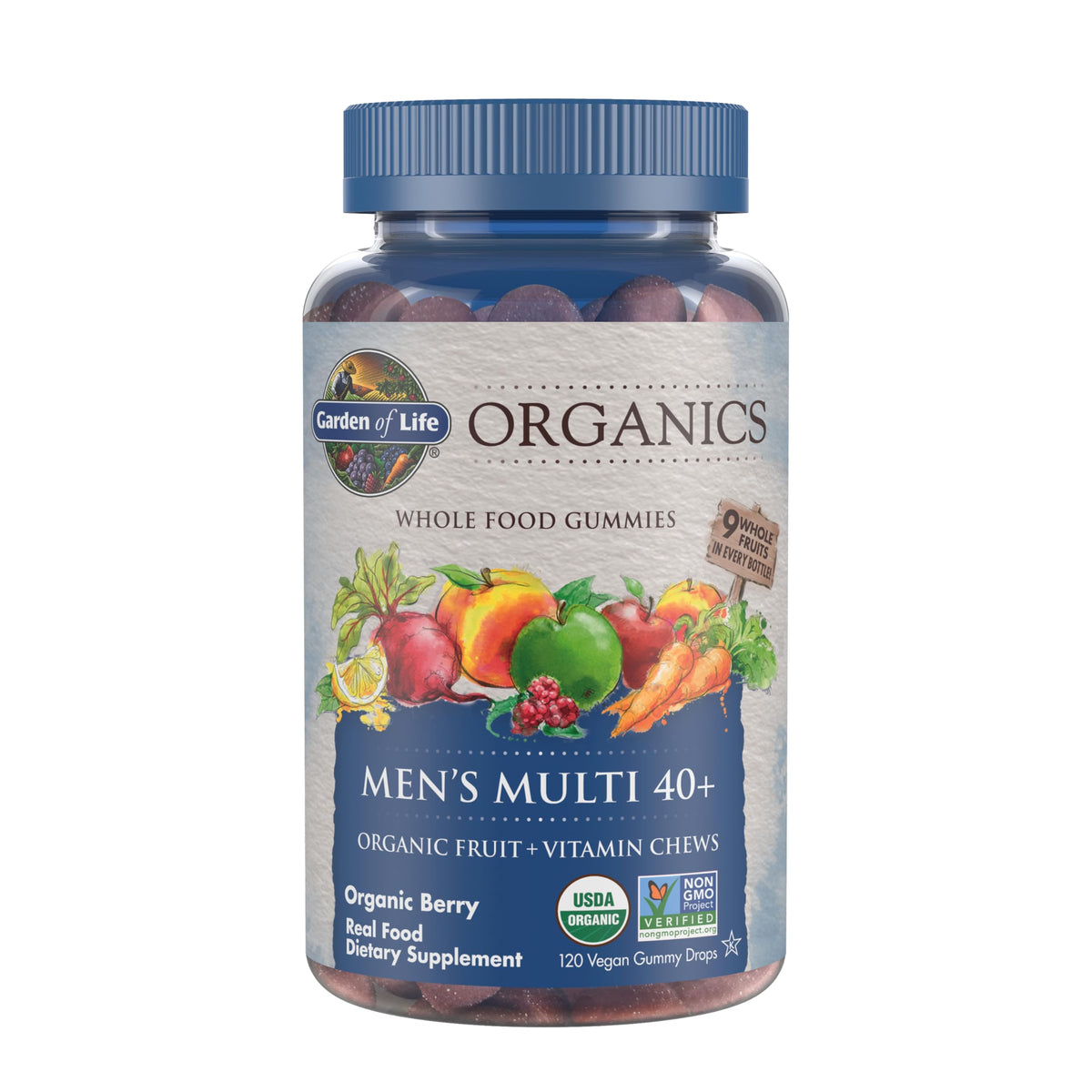 Garden of Life Organics Men 40+ Multivitamin Gummies, Berry - 120 Gummies