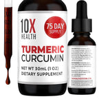 10X Health Turmeric Curcumin Liquid with D3 & B12 - 75 Fl Oz