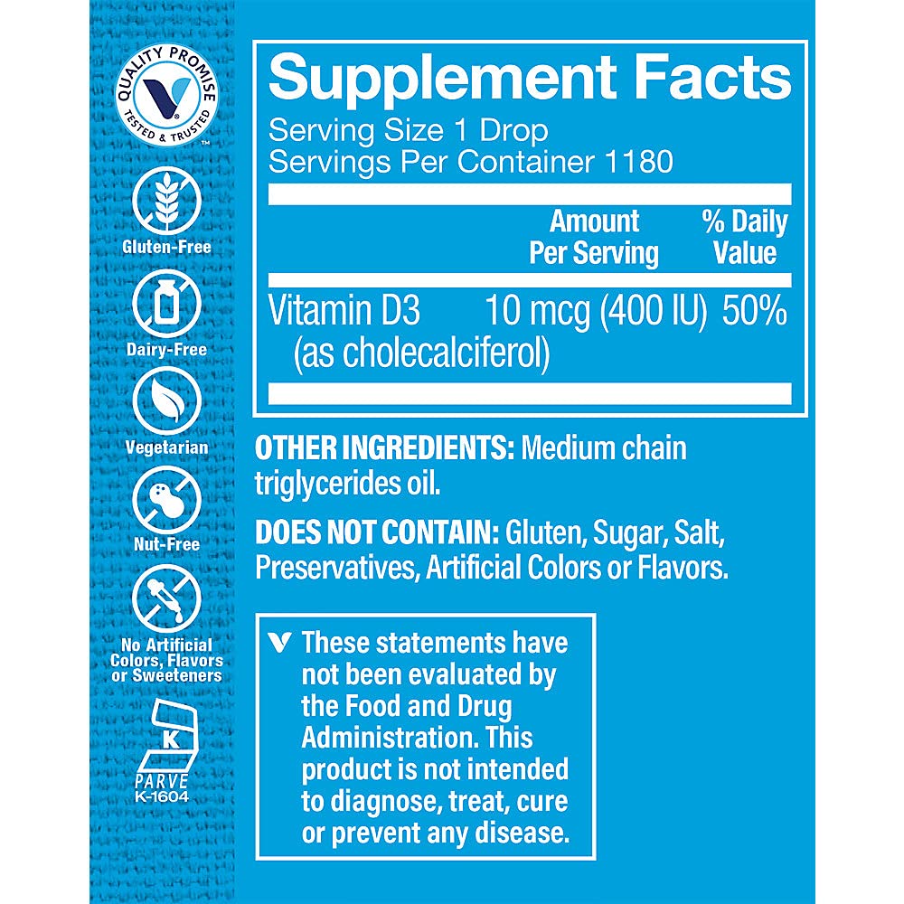 The Vitamin Shoppe Children's Vitamin D3 400 IU Liquid Drops - 1 oz - image 2