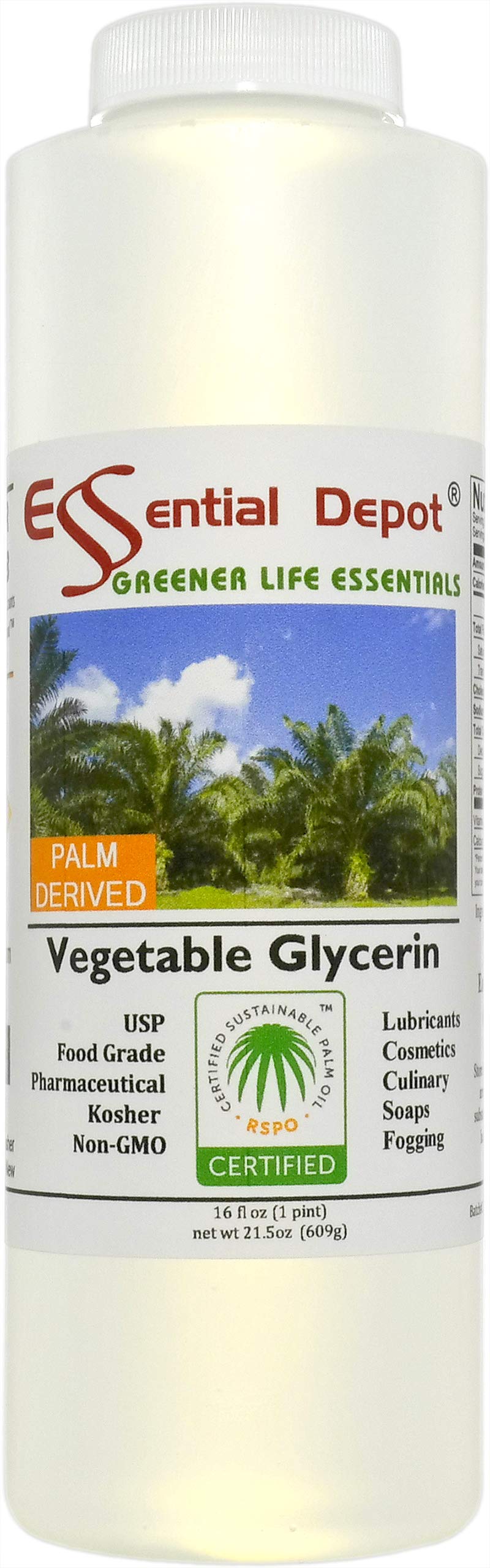 Essential Depot Vegetable Glycerin USP Pharmaceutical Grade - 1 Pint