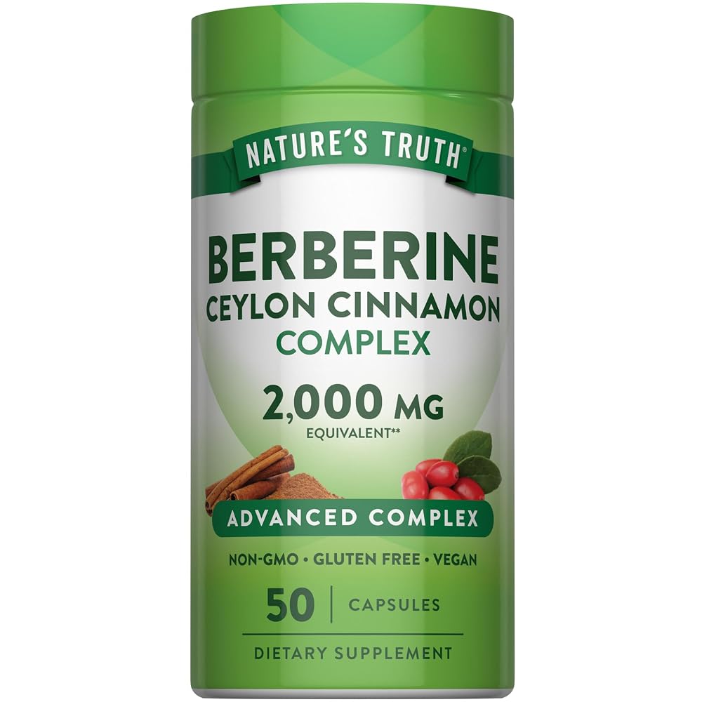 Nature's Truth Berberine with Ceylon Cinnamon Complex - 50 Vegan Capsules