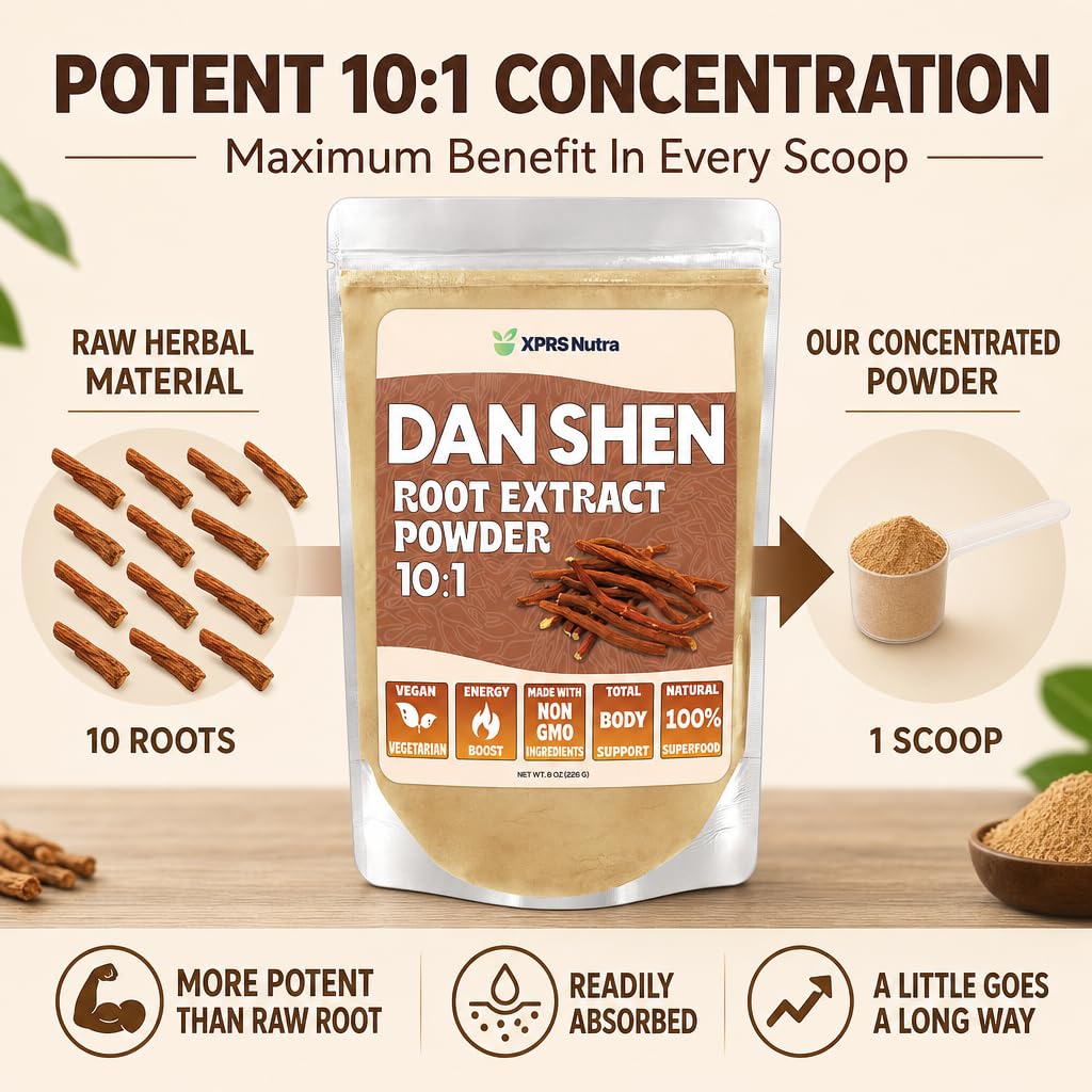 XPRS Nutra Dan Shen Root Extract Powder 10:1- Premium Dan Shen (Red