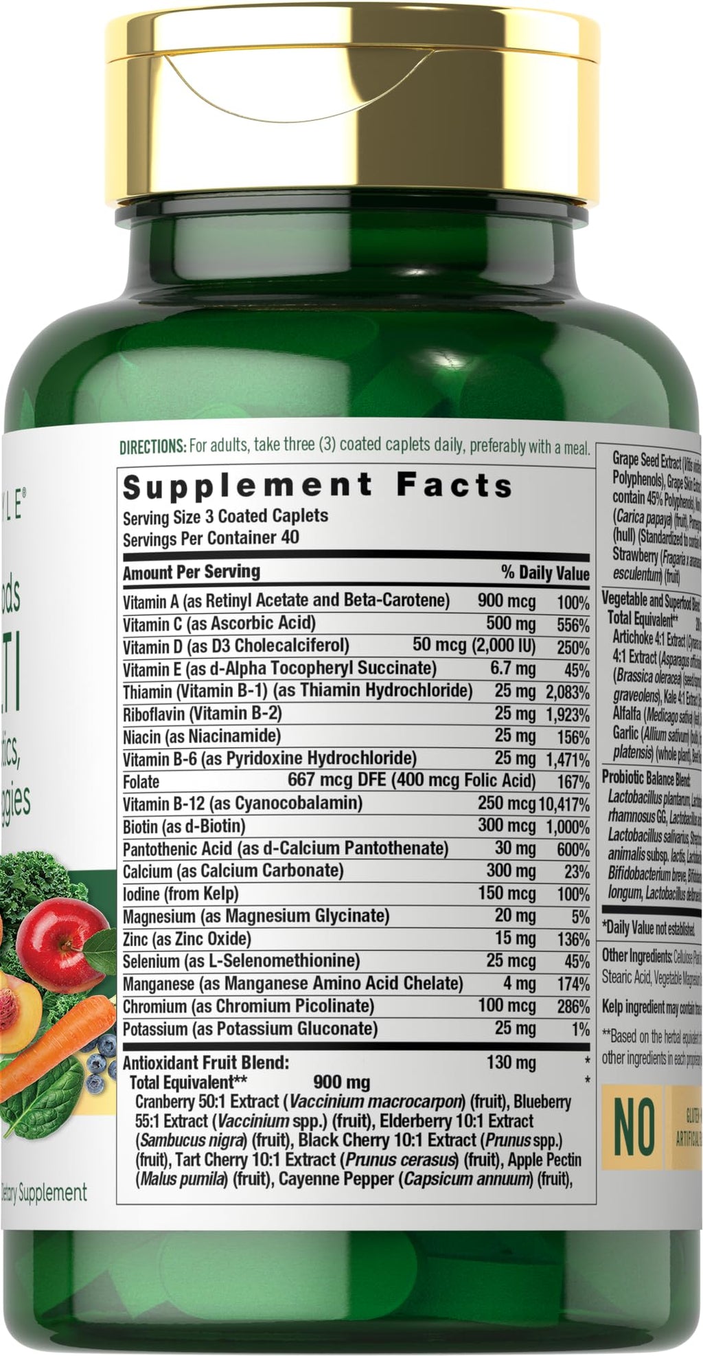 Carlyle Fruits and Veggies Supplement - 120 Caplets - image 2