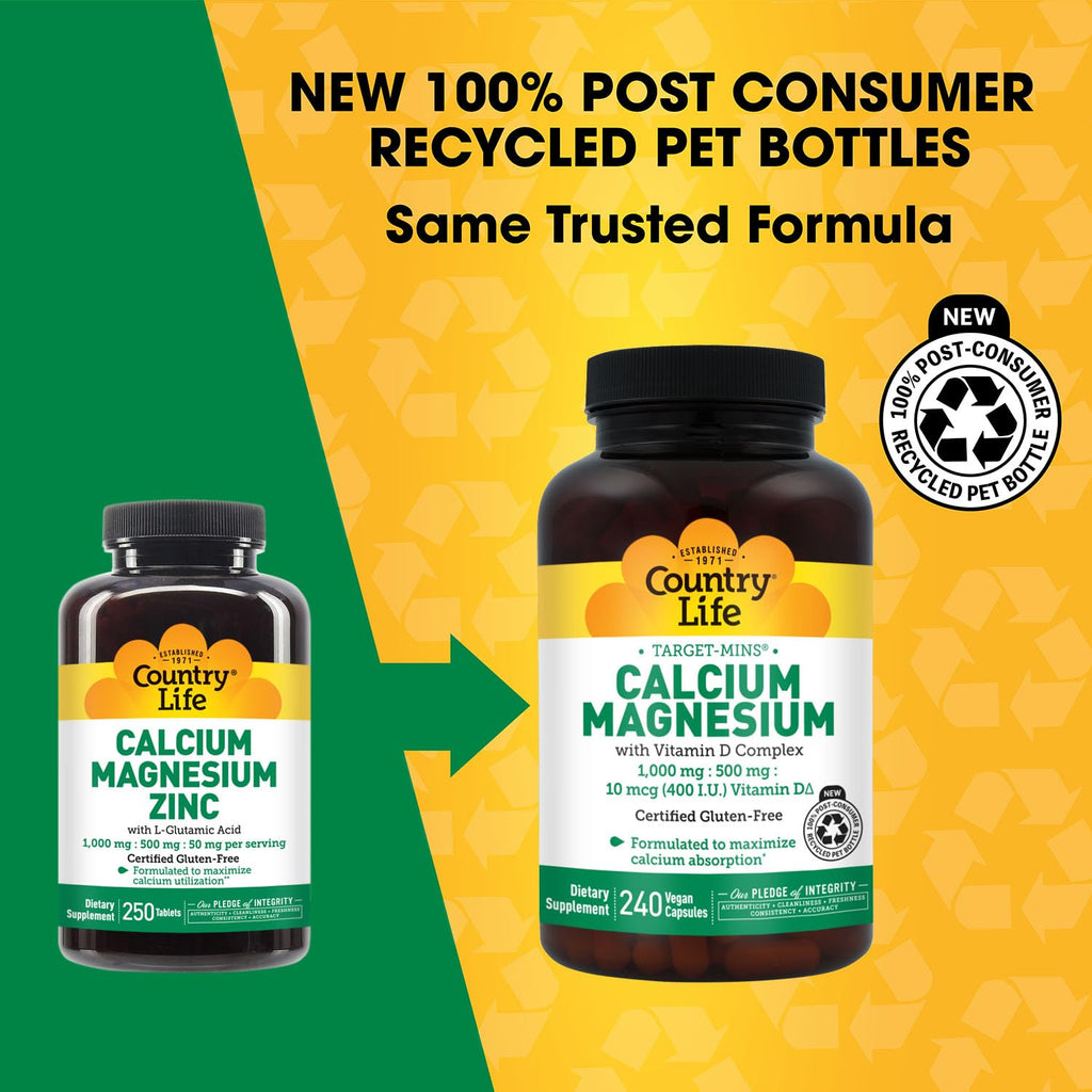 Country Life Calcium Magnesium Zinc - 250 Tablets - image 2