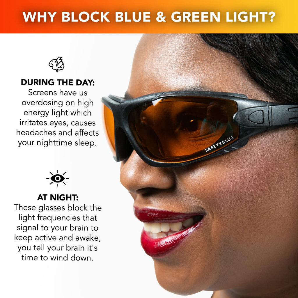 SafetyBlue Deluxe Blackout Sleep Glasses Amber Lens - 1 Pair - image 2
